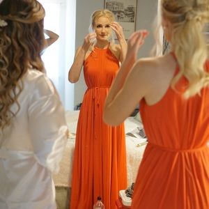 David's Bridal Persimmon Sleeveless Maxi Dress